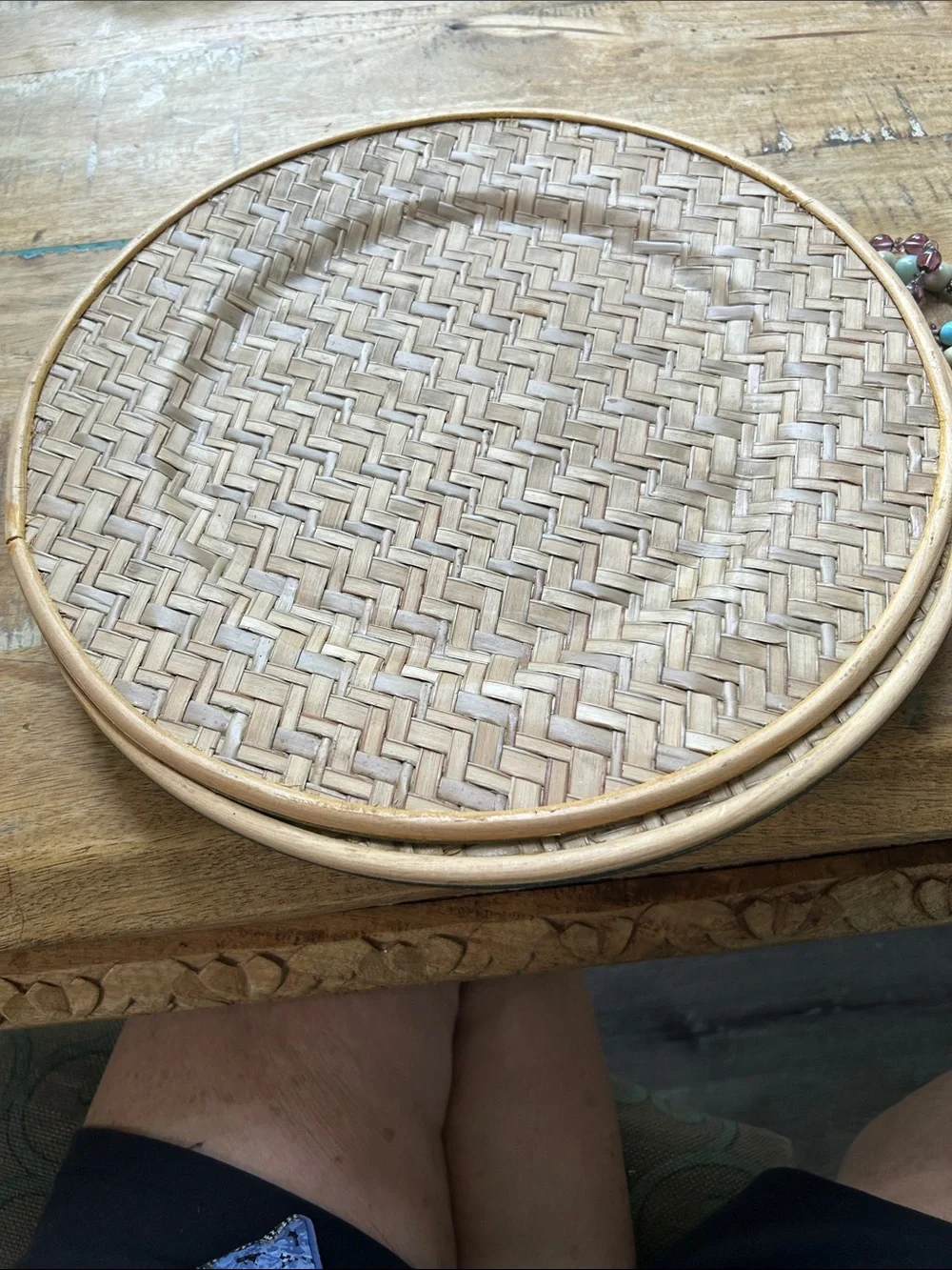 Woven Rattan Round Cotton Charger plates from Pier 1
